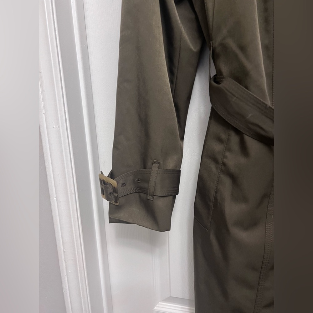 ❌SOLD❌London Fog Military Olive Green Broken Tench Coat Size XL Tortoise Buttons - Picture 5 of 13